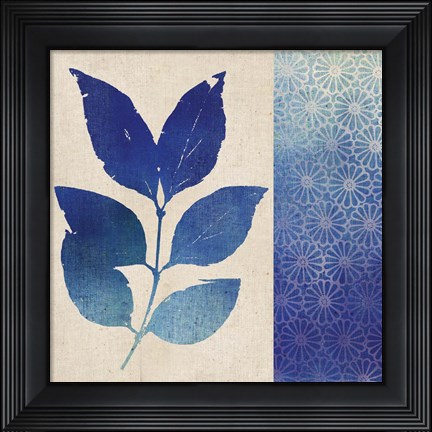 Framed Indigo Leaves I Print