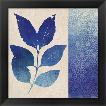 Framed Indigo Leaves I Print