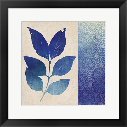 Framed Indigo Leaves I Print