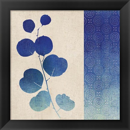 Framed Indigo Leaves II Print