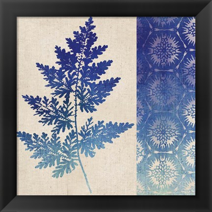 Framed Indigo Leaves III Print