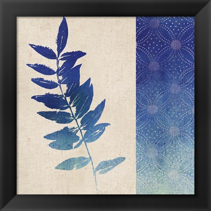 Framed Indigo Leaves IV Print