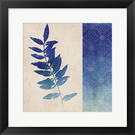 Framed Indigo Leaves IV Print