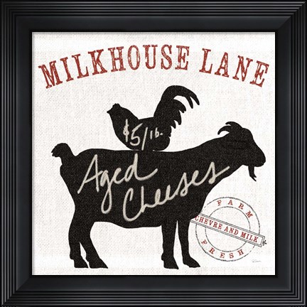 Framed Farm Linen Goat Black Print