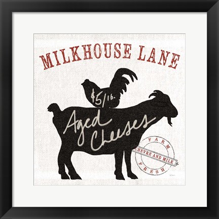 Framed Farm Linen Goat Black Print