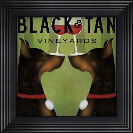 Framed Black and Tan Vineyards Print