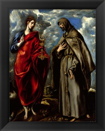 Framed Saint John the Baptist and Saint Saints John and Francis of Assisi c. 1600 Print