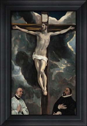 Framed Crucifixion with Two Donors Print