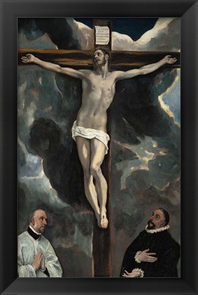 Framed Crucifixion with Two Donors Print