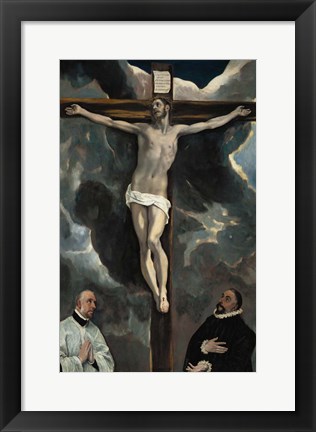 Framed Crucifixion with Two Donors Print