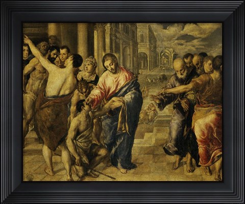 Framed Healing of the Blind Man Print
