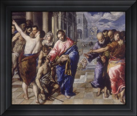 Framed Healing of the Blind Man Print
