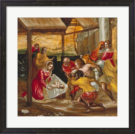Framed Adoration of the Shepherds (manger scene) Print