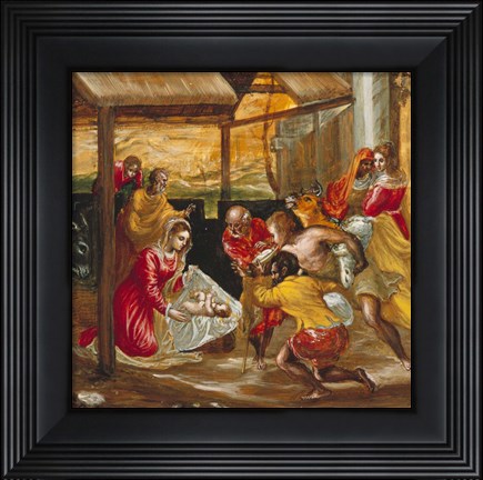 Framed Adoration of the Shepherds (manger scene) Print