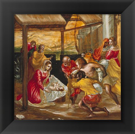 Framed Adoration of the Shepherds (manger scene) Print