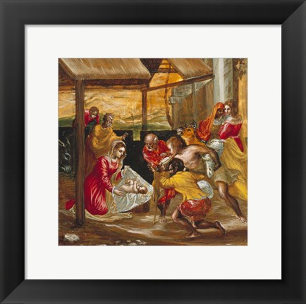 Framed Adoration of the Shepherds (manger scene) Print