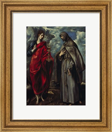 Framed Saints John and Francis of Assisi c. 1600 Print
