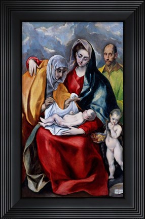 Framed Holy Family with Saint Anne, Saint Joseph and the child Saint John the Baptist Print