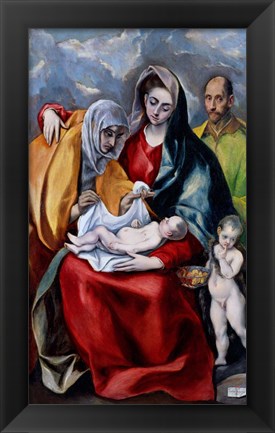 Framed Holy Family with Saint Anne, Saint Joseph and the child Saint John the Baptist Print