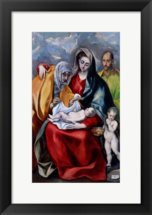 Framed Holy Family with Saint Anne, Saint Joseph and the child Saint John the Baptist Print