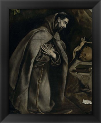 Framed Saint Francis in Prayer Before a Crucifix, c. 1590 Print