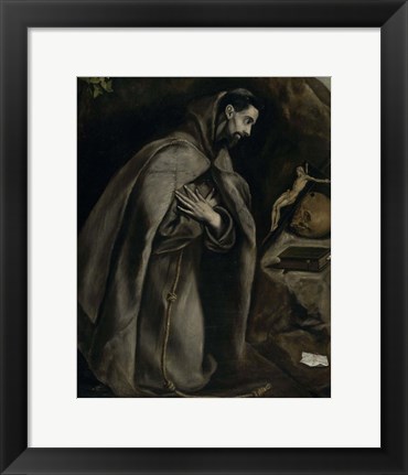 Framed Saint Francis in Prayer Before a Crucifix, c. 1590 Print