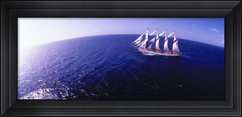 Framed Tall Ship at Sea, Puerto Rico Print