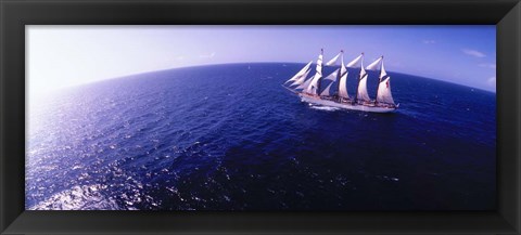 Framed Tall Ship at Sea, Puerto Rico Print