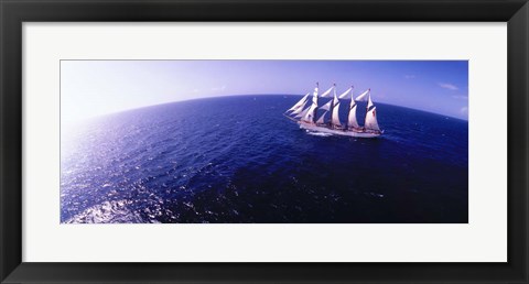 Framed Tall Ship at Sea, Puerto Rico Print