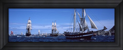 Framed Tall Ships, Brittany, France Print