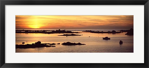 Framed Sunset over Lillia, Brittany, France Print