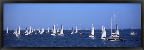 Framed Boats in Regatta, Brittany, France Print