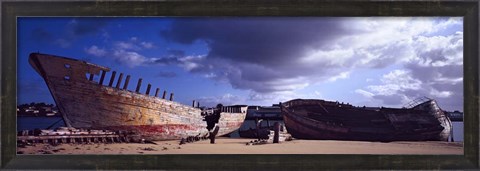 Framed Shipwreck at Etel River, Brittany, France Print