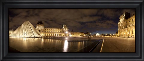 Framed Musee Du Louvre Lit Up at Dusk, Paris, France Print