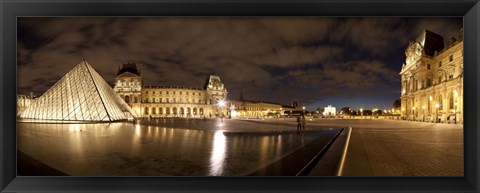 Framed Musee Du Louvre Lit Up at Dusk, Paris, France Print