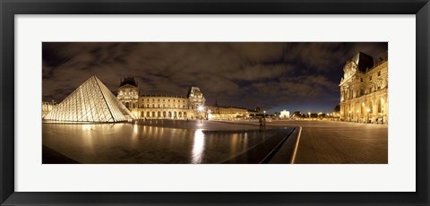 Framed Musee Du Louvre Lit Up at Dusk, Paris, France Print