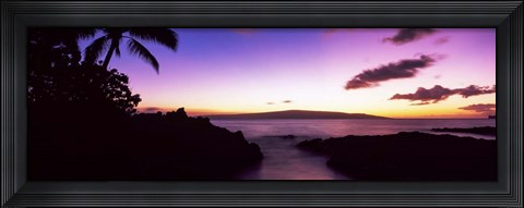 Framed Palm Trees at Dusk, Maui, Hawaii, USA Print