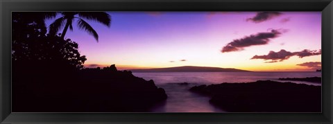 Framed Palm Trees at Dusk, Maui, Hawaii, USA Print