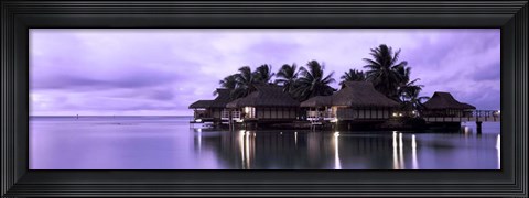 Framed Resort at Dusk, Tahiti, French Polynesia Print