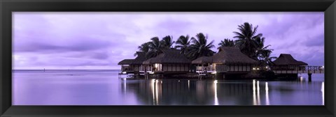 Framed Resort at Dusk, Tahiti, French Polynesia Print