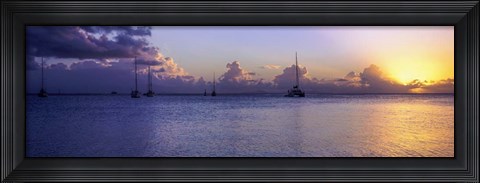 Framed Boats in the Pacific ocean, Tahiti, French Polynesia Print