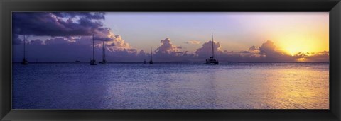 Framed Boats in the Pacific ocean, Tahiti, French Polynesia Print