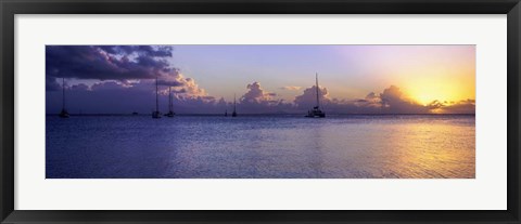 Framed Boats in the Pacific ocean, Tahiti, French Polynesia Print