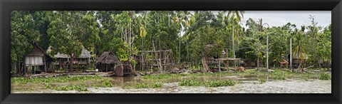 Framed Houses on the Bank of the Sepik River, Papua New Guinea Print