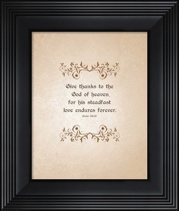 Framed Psalm 136:26, Give Thanks (Beige) Print