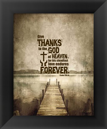 Framed Psalm 136:26, Give Thanks (Sepia) Print