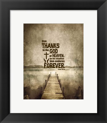 Framed Psalm 136:26, Give Thanks (Sepia) Print