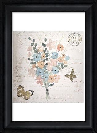 Framed Gilded Fleurs Pastel II - Metallic Foil Print