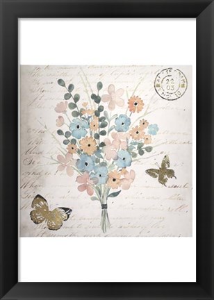 Framed Gilded Fleurs Pastel II - Metallic Foil Print
