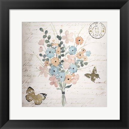 Framed Gilded Fleurs Pastel II - Metallic Foil Print
